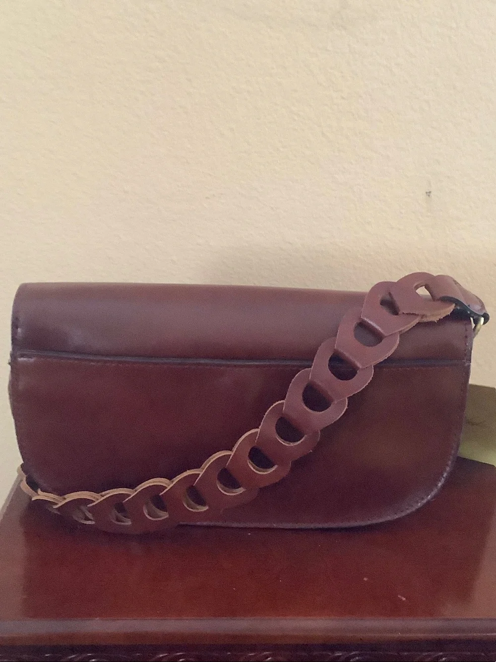 Patricia Nash Dark Brown Leather Braided-Strap Crossbody - Picture 2 of 5